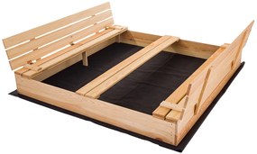Homokozó padokkal 160cm + fedőlap + agrotextília SUN