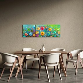 Kép - Absztrakt virágok (órával) (90x30 cm)