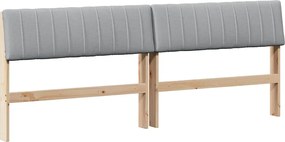 vidaXL Kárpitozott fejtámla Világosszürke 200 cm Tömör fenyőfa