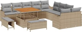 vidaXL Kerti Kanapé Szett 13 pcs Bézs polirattan