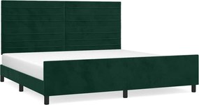 vidaXL sötétzöld bársony ágykeret matrac nélkül 200x200 cm