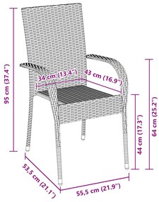 5 részes kerti étkező szett - barna poli rattan
