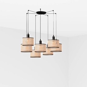 Faro Mambo függeszték 7xE27 fekete rattan átmérő 210 mm
