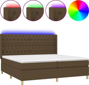 vidaXL barna szövet rugós és LED-es ágy matraccal 200x200 cm