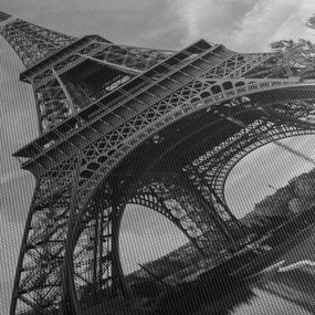 Kép - Eiffel-torony, fekete-fehér (órával) (90x30 cm)