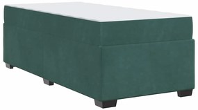 Ágykeret matraccal matracmal Sötétzöld 90 x 190 cm Bársony