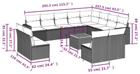 13 részes bézs polyrattan kerti ülőgarnitúra párnákkal