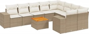 vidaXL 10 részes bézs polyrattan kerti ülőgarnitúra párnával