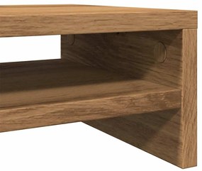 Kézműves tölgy színű szerelt fa monitorállvány 42x24x13 cm