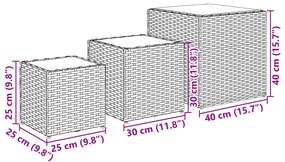 3 db fekete polyrattan kerti ültetőláda