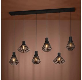 Eglo 390126 - Csillár zsinóron BASIDANO 6xE27/40W/230V fekete