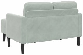 világosszürke bársony 2 üléses kanapé L-alakú kanapéval 125 cm