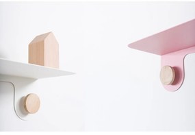 Hook rózsaszín acél fali polc tölgyfa dekorral és 2 kampóval, hosszúság 50 cm - Gazzda