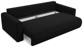 Fekete bársony kinyitható-tárolóhelyes kanapé 238 cm Kapua – Makamii