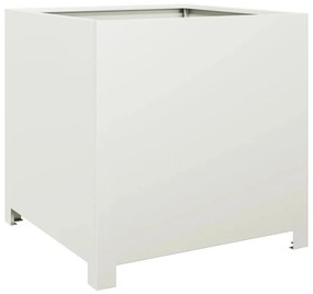 fehér acél kerti virágtartó 50 x 50 x 50 cm