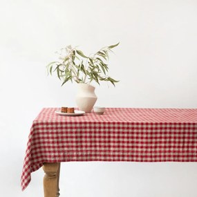 Len asztalterítő 140x300 cm Red Gingham – Linen Tales