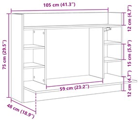 barna tölgy színű szerelt fa fali íróasztal 105 x 48 x 75 cm