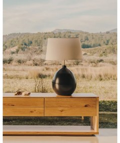 Fekete-fehér asztali lámpa textil búrával (magasság 72 cm) Foixa – Kave Home