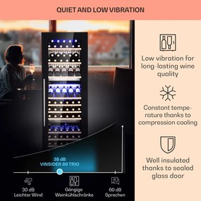 Klarstein Vinsider 89 Trio, beépített borhűtő, 5 - 18 °C, érintőképernyős vezérlőpanel, fa polcok