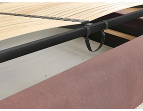 Világos rózsaszín kárpitozott franciaágy tárolóhellyel, ágyráccsal 160x200 cm Jagna – Bobochic Paris