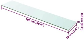 2 db átlátszó üveg paneles polc 100 x 20 cm
