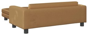 barna gyerek bársonykanapé lábzsámollyal 100x50x30 cm