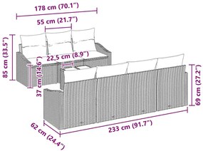 Kerti Kanapé Szett párnával 8 pcs Barna és Krém 55 x 55 x 37 cm