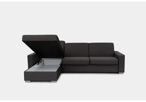 Ágyazható sarokkanapé tárolóval, L alakú, LEKA lv., barna