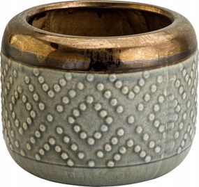 Virágtartó Ovális Kerámia Vintage Szürke Arany