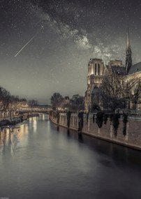Poszter 29,7x42cm Notre-Dame de Paris éjszaka, Assaf Frank