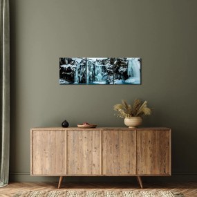 Befagyott vízesés képe (órával) (90x30 cm)