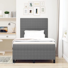 Box Spring Ágy Matraccal &amp; LED Világítás Szürke 120x200 cm Bordás Szövet