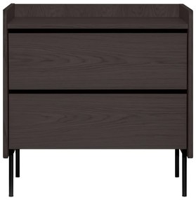 Fekete magas komód tölgyfa dekorral 80x82 cm Wrap – Bonami Selection