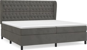 vidaXL sötétszürke bársony rugós ágy matraccal 200x200 cm