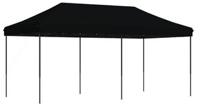 fekete összecsukható felugró rendezvénysátor 580x292x315 cm
