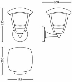 Philips 15380/31/16 - Kültéri fali lámpa MYGARDEN CREEK E27/60W/230V