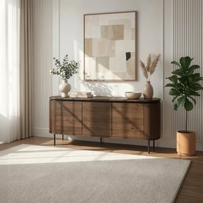 BECK ovális/ívelt háromajtós komód, 160 cm, dió