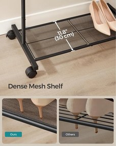 SONGMICS Görgethető Acél Ruhatartó Állvány, PATAYE, 74 cm, Fekete