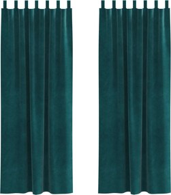 vidaXL Sötétítő függönyök 2 pcs Sötétzöld 140 x 245 cm Bársony