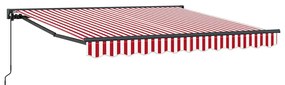 Behúzható napellenző Piros és fehér csíkos 300x250 cm szövet