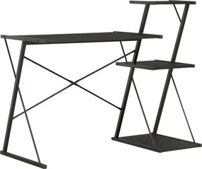 vidaXL fekete íróasztal polccal 116 x 50 x 93 cm