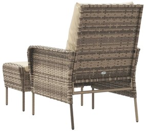 világosbarna polyrattan kerti szék lábtartóval