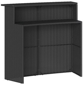 vidaXL 3 részes fekete polyrattan kerti bárszett párnával