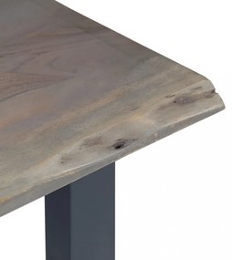 szürke tömör akácfa és fém tálalóasztal 115 x 35 x 76 cm