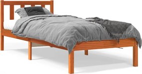 vidaXL viaszbarna tömör fenyőfa ágy matrac nélkül 75 x 190 cm