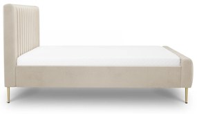 Nicole kárpitozott ágy 160x200 cm szenil bézs Perfect Harmony 07 / arany lábak