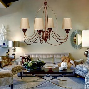 Láncos csillár CLASSIC 4xE14/40W/230V bronz/bézs