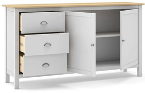 Fehér-natúr színű borovi fenyő alacsony komód 150x80,5 cm Misti – Marckeric