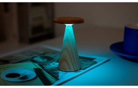 Natúr színű LED asztali lámpa fa búrával (magasság 14 cm) Sylva – Gingko