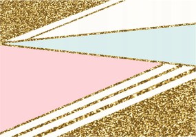 Tapéta Geometrikus csillogás Rózsaszín-kék háromszögek csillámokkal 200x140 +ragasztó